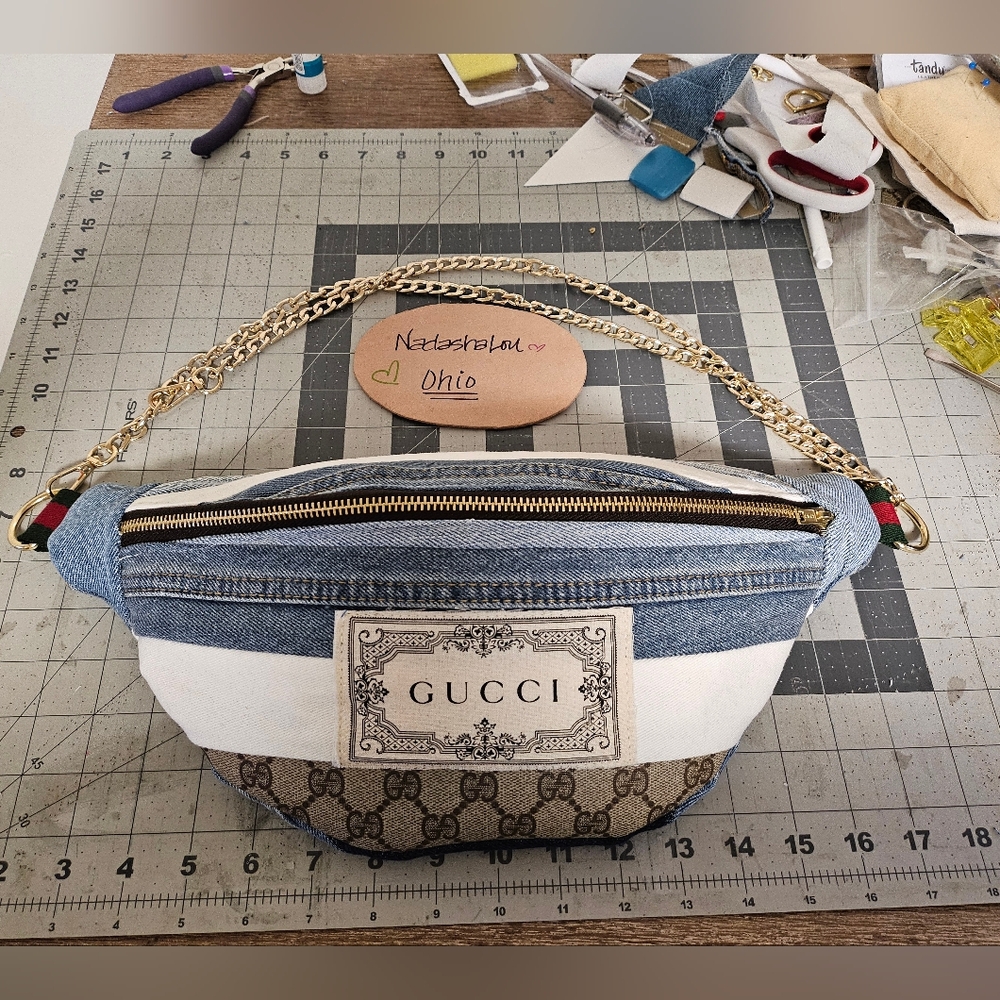 ❌️SOLD❌️Repurposed Upcycled Large BumBag made with authentic GG canvas